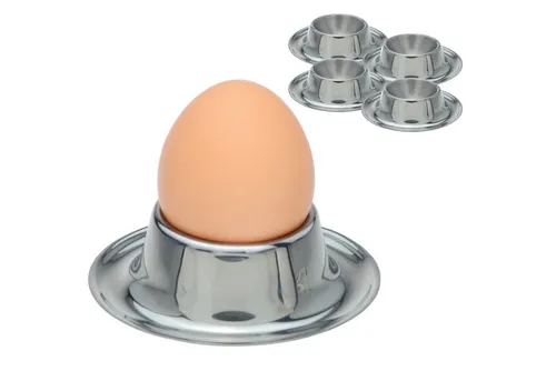 Koopman Eierbecher Edelstahl Rund 1/ 4 er Set, (4-tlg), 4 Stk, Metall, Ø8cm, Lebensmittelecht, Spülmaschinengeeignet