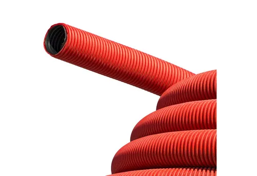 Tecuro PE Kabelschutzrohr Ø 50 mm - 12m, rot, flexibel und druckfest - Hochwertiges PE Kabelschutzrohr für Innen- und Außenanwendungen. Biegsam, druck- und schlagfest, ideal für Erdverlegung. Temperaturbeständig von -5 bis +70 °C, erfüllt hohe Anforderungen.