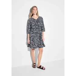Blusenkleid CECIL, Damen, Gr. M (40), US-Größen, schwarz, Web, 100% Baumwolle, Paisley, gerade knielang, Rundhals, Bündchen, Kleider Blusenkleid, aus 100% Baumwolle