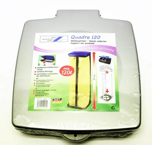 Schulz Müllsackständer Quadra 120 - Praktischer Abfallsammler - Haushaltszubehör - Vielseitig einsetzbarer Müllsackständer, variabel in 3 Höhen und geeignet für Müllsäcke bis max. 120 Liter. Perfekt für Haushalt, Garten oder Camping, einfache Montage garantiert.