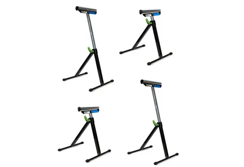 Baumarktplus 4x Rollenbock Klappbock - Vielseitiger Unterstellbock für Werkstatt - Werkstatteinrichtung mit 4 klappbaren Rollenböcken, je 90 kg Traglast. Ideal für lange Werkstücke, stufenlos höhenverstellbar und platzsparend zusammenklappbar.