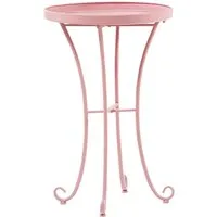 BELIANI Gartentisch Rosa Metall Rund von Beliani