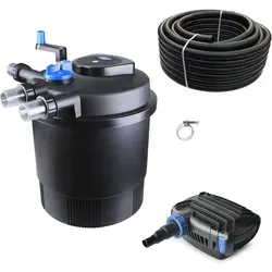 Aquaristikwelt24 Druckteichfilter Set CPF 20000 mit 50W Eco Pumpe - Effizientes Filterset für Teiche bis 20.000 Liter, mit 36W UVC Lampe und leicht bedienbarem Selbstreinigungssystem. Ideal für klares Wasser und einfache Montage.