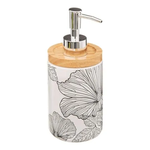 5five - seifenspender 400ml blackflora schwarz und weiß