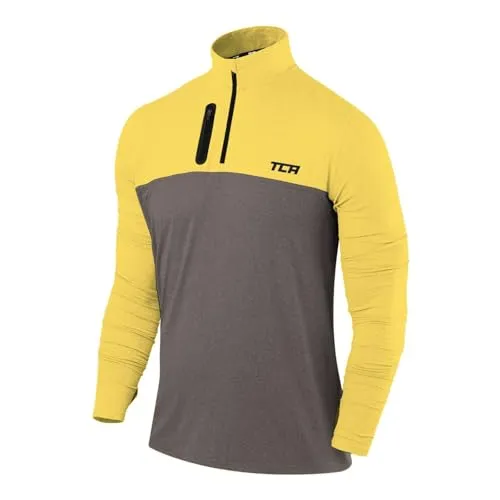 TCA Funktionsshirt Herren Langarm - Fusion Pro Quickdry - Sporttops: Atmungsaktives Langarmshirt mit Reißverschluss, ideal für Laufen und Training. Dank TCA D.R.Y.-Technologie bleibt der Körper trocken und komfortabel.