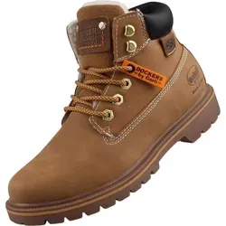 Dockers by Gerli Damen Schnürstiefel Beige 55EA310 - Wanderschuhe mit warmem Futter und dämpfendem Wechselfußbett für hohen Tragekomfort und rutschfesten Halt.