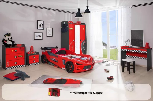 Kinderzimmer komplett Set Autobett Rio 5-teilig Rot