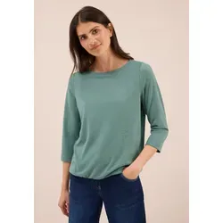 T-Shirt CECIL, Damen, Gr. XL (44), grün (jewel grün), Stoff, 52% Polyester, 28% Viskose, 15% metallisierte Fasern, 5% Elasthan, unifarben, normal normal, U-Boot-Ausschnitt, abgesteppt, Shirts T-Shirt, mit Glitzer-Details