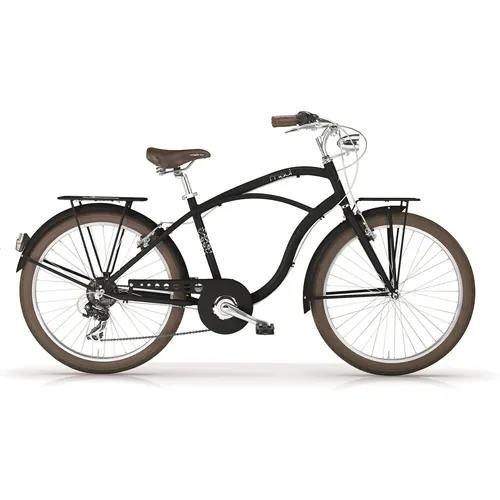 MBM Cruiser New Maui Man 26 Zoll Schwarz - Elegantes Stadtfahrrad - Cruiser - Stilsicher durch die Stadt mit Aluminiumrahmen, 26 Zoll und SHIMANO 7-Gang Kettenschaltung für müheloses Fahren.