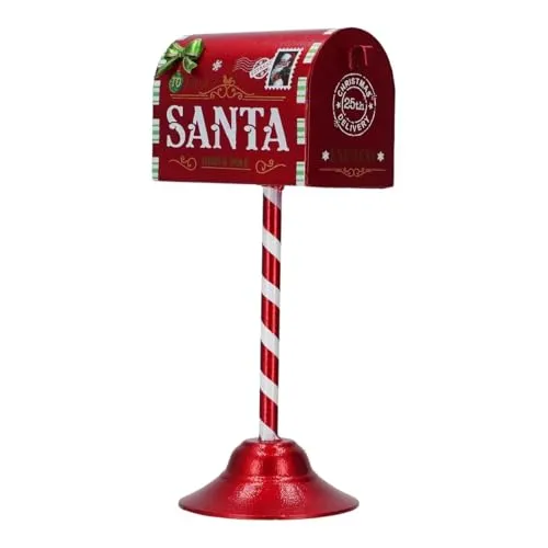 Timstor Mailbox Briefkasten Weihnachtsmann klein 16 x 32 cm rot Metall Weihnachtsdekoration