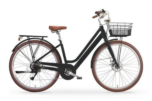 MBM Elektro-Citybike New LA RUE 2.0, schwarz - Stylisches und leichtes Elektro-Citybike für die Stadt und das Land. Mit integriertem Akku für bis zu 80 km Reichweite und geräuschlosem Heckmotor. Optimaler Fahrspaß auf allen Wegen, ausgestattet mit 7-Gang Shimano Schaltung und sicheren Bremsen.