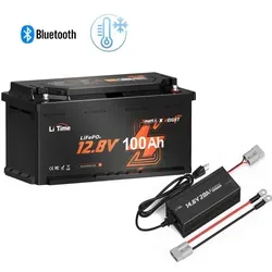 LiTime 12V 100Ah LiFePO4 Batterie mit Ladegerät