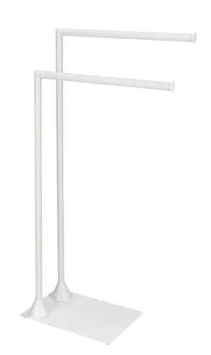 WENKO Handtuchständer Modell Hella aus Stahl - Eleganter Handtuchständer mit 2 Stangen, ideal für Handtücher und Kleidung, aus robustem Stahl in mattem Weiß, perfekt für jedes Bad oder die Garderobe.