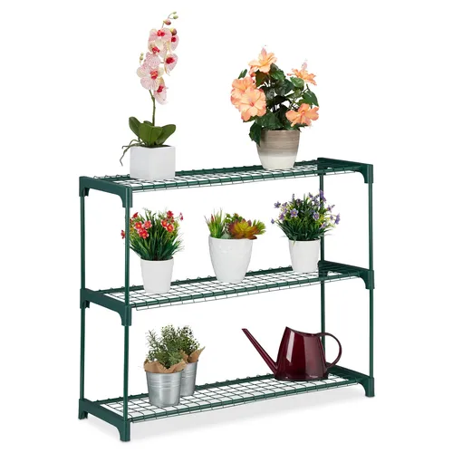 Pflanzenregal Pflanzentreppe - Vintage Blumenregal mit 3 Ablagen - Topfpflanzenständer für Innen- & Außenbereich, bietet Platz für Ihre Pflanzen und verleiht Ihrem Balkon oder Veranda einen charmanten Vintage-Look.