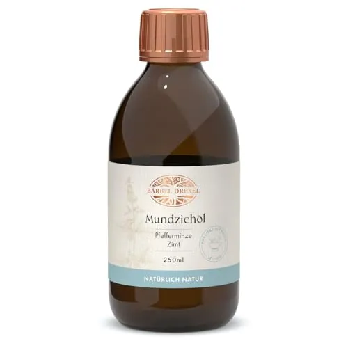 BÄRBEL DREXEL® Mundziehöl Minze Zimt (250 ml) Ayurvedische Mundspülung alkoholfrei Ölziehen Entgiften Mundpflege Zahnöl Oral Care Zahnpflege fluoridfrei Naturheilkunde Vegan