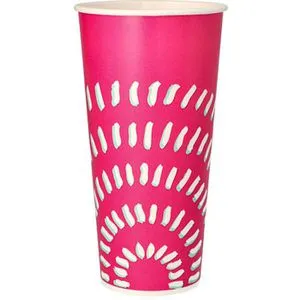 Papstar Trinkbecher 14779, pink, 0,5 l, Pappe, Einweg, mit Füllstrich, 50 Stück