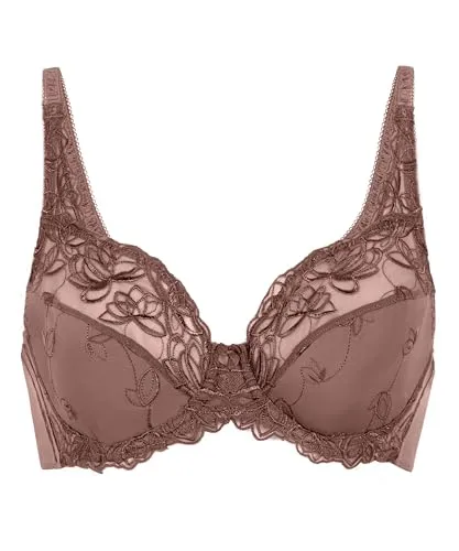 Hunkemöller Unwattierter Bügel-BH Diva - Peppercorn - 90C - Eleganter unwattierter Bügel-BH mit Blumenmuster und semitransparenter Spitze. Ideal für den täglichen Komfort und Stil. Ergänze das Set mit dem passenden Diva-Slip.