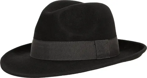 Fiebig Mütze & Schal Wollfilzhut schwarz - Mützen-Sets mit elegantem Wollfilzhut aus 100% hochwertigem Wollfilz, wasserabweisend und ideal für jede Gelegenheit – stilvoller Schutz gegen Wind und Wetter.