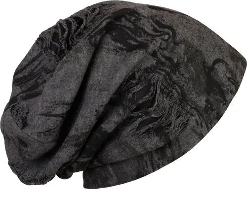 Cool4 Vintage Batik Beanie Schwarz-Anthrazit Slouch Mütze VSB27