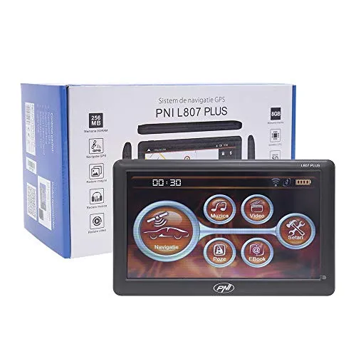 Navigationssystem GPS PNI L807 Plus - 7-Zoll-Bildschirm, 800 MHz Prozessor, FM-Sender für Musikübertragung im Auto und 8 GB Speicher