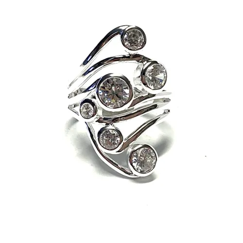 Damenring 925 Echt Silber schmal Ringgröße 65 mit Zirkonias neutral einfarbig