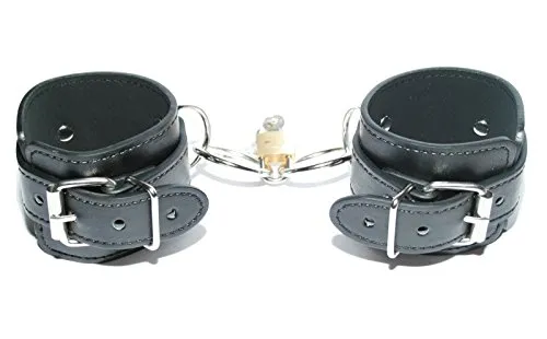 jowiha Lederhandschellen mit Schloß Handschellen aus Leder mit Schloß