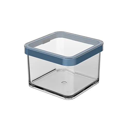 Rotho Loft Vorratsdose 0.5l mit Deckel, lebensmittelechter Kunststoff (SAN) BPA-frei, transparent/blau, 0.5l (10.0 x 10.0 x 7.2 cm)