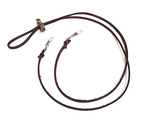 Westernwear-Shop Lederkinnriemen mit Haken 110 cm Extra Lang braun - Vintage Style Kinnriemen Chinstrap Hutfangband für Hüte Westernhüte Cowboyhüte Lederhüte mit Ösen oder Lederbefestigungsösen Braun