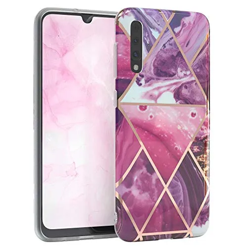 EAZY CASE Handyhülle Silikon mit Kameraschutz kompatibel mit Samsung Galaxy A30s / A50 / A50s, im Marmor Design, Marmor Motiv Hülle, Ultra dünn, Slimcover, Silikonhülle, Backcover, Beere