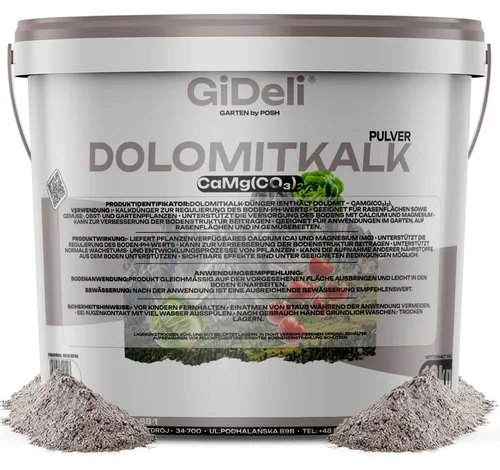 Dolomitkalk 10kg Rasenkalk Moosentferner Gartenkalk Magnesium Calcium pH GiDeli