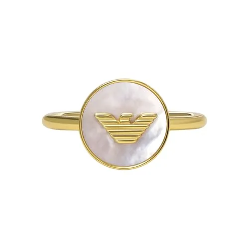 Emporio Armani Fingerring - Eleganter Damenring mit Perlmutt und IP-Gold - Kategorie: Ringe. Dieser moderne Damenring aus Metall mit edlem Perlmutt und goldfarbener IP-Oberfläche verleiht jedem Outfit einen Hauch von Eleganz.