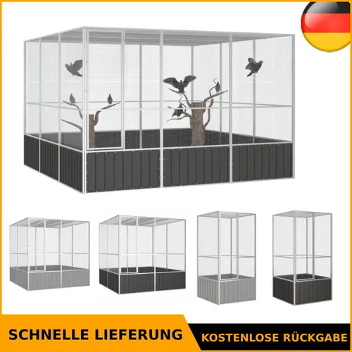 vidaXL Vogelkäfig Grau 302,5x324,5x211,5 cm