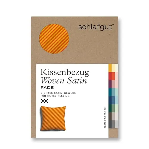 Schlafgut Kopfkissenbezug Woven Satin Fade, 80x80 cm, Gelb-Rot - Kissenbezug aus Woven Satin mit Farbverlauf, bügelleicht und bügelfrei, Oeko-Tex® zertifiziert für schadstofffreien Schlafkomfort.