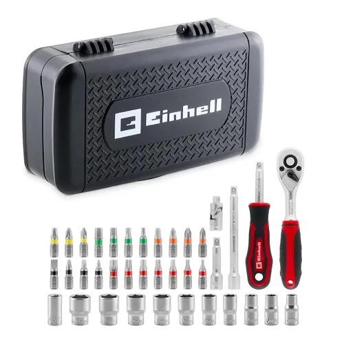 Einhell 38-tlg. Bit- und Steckschlüssel-Set mit Umschaltknarre