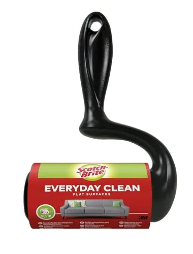 Scotch-Brite Everyday Clean Fusselroller für flache Oberflächen, 1 Rolle 56 Blatt - Fusselrolle für Kleidung und Möbel gegen Fussel oder Tierhaare, Roller ist wiederverwendbar