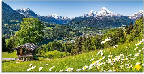 Artland Glasbild Landschaft in den Bayerischen Alpen in grün von ARTland