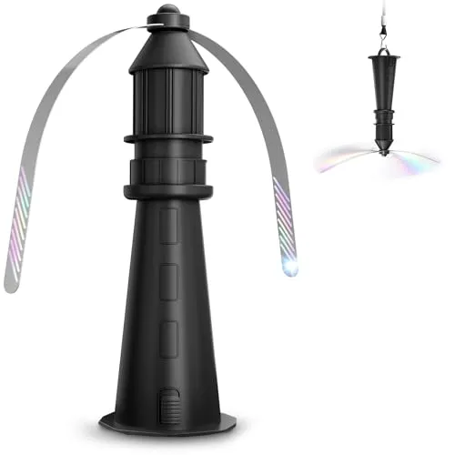 Rizeola Fliegenwedler, Fliegenabwehr Tischventilator mit holografischen Flügeln,Aufhängbar für Innen & Außen, Insektenschutz für Camping, Garten & Terrasse(Ohne Batterien) 1 Pack