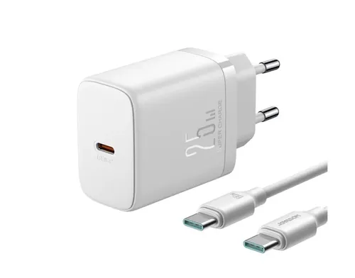 USB C Schnellladegerät bis zu 25W / inkl. USB C Kabel 1m/ Weiss/ Neu