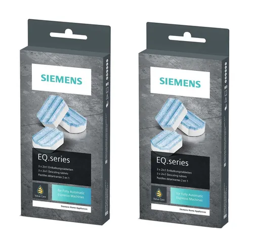 SIEMENS TZ80002 Entkalkungstabletten für EQ + Surpresso Kaffeevollautomaten - Effektive Entkalkungstabletten für alle EQ und Surpresso Modelle. Sichern Sie die Lebensdauer Ihrer Geräte mit optimalem Schutz vor Kalkablagerungen. Ideal für den automatischen Entkalkungsprozess.