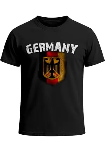 Cooles Herren Fußball WM EM T-Shirt Deutschland Flaggen Design Vintage Look Schwarz XS
