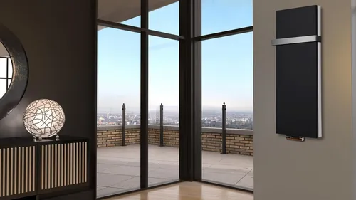 Szagato Badheizkörper BADHEIZKÖRPER Design Mirror Steel 5 120x47cm 1458 W schwarz + 1HH 50mm, 5 Jahre Garantie, Made in Germany