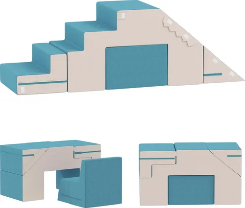 AIYAPLAY Kinder Schaumstoff Bausteine 2er Set - Indoor Klettergerüste für Kinder, vielseitig einsetzbar als Rutsche oder Tisch-Set, fördert kreative Abenteuer und die frühkindliche Entwicklung.