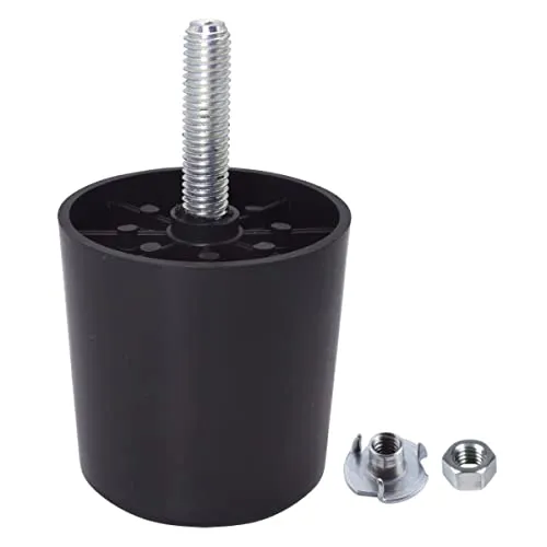 SKIR'CO Möbelbeine aus Kunststoff, Höhe 50 mm, rund, Ø 50 mm, Möbelfüße mit M8-Schrauben, Sofabeine, Muttern, 8 Stück, Schwarz, 8 Stück