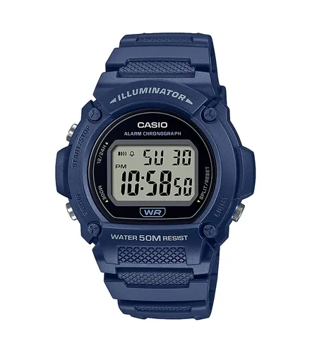 Casio Digitaluhr W-219H-2AVEF - Armbanduhr mit LED-Beleuchtung, Stoppuhr und Alarmfunktion, ideal für aktive Herren. Wasserdicht bis 5 ATM und energieeffizient mit bis zu 7 Jahren Batterielaufzeit.