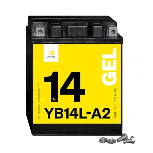 Denagi 51411 GEL YB14L-A2 Motorradbatterie 12V 14Ah