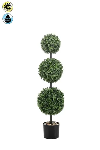 Kunstbaum Buchs 3er Kugel Tom im Dekotopf, 100 cm - Hochwertiger Kunstbuchsbaum für die stilvolle Innenraumdekoration. Mit 100 cm Höhe und robustem Kunststoffmaterial ist er pflegeleicht und langlebig.