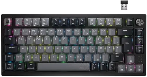 CORSAIR K65 Plus Wireless - 75% RGB Gaming-Tastatur, Hot-Swapfähig mit MLX Red Switches und bis zu 266 Stunden Akkulaufzeit für ununterbrochenes Gaming