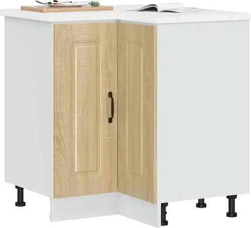 vidaXL Küchen-Eckunterschrank Kalmar Sonoma-Eiche - Einbauküchen-Komponenten mit viel Stauraum und verstellbaren Füßen für perfekte Anpassung an deine Kücheneinrichtung. Langlebiges Holzwerkstoff-Material sorgt für eine pflegeleichte und feuchtigkeitsbeständige Lösung.