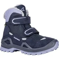 Lowa Winterschuhe Milo Evo Mid GTX - Wasserdichte Kinderstiefel in Navyblau/Lavender, Größe 29 (12) - Wanderschuhe für Kinder mit neukonstruiertem Schaft, kindgerechtem Klettverschluss und modernem Design, ideal für Komfort und Funktionalität.