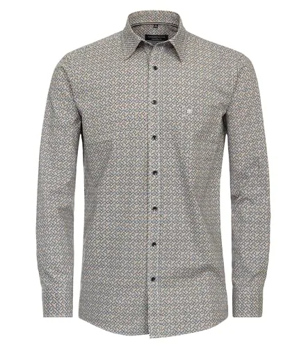 CASAMODA Langarmhemd mit Kentkragen und modischem Druck - Klassisches Herrenhemd aus 100% Baumwolle mit bequemer Passform und hohem Tragekomfort. Ideal für den modebewussten Mann, vielseitig kombinierbar mit Jeans oder Chino.
